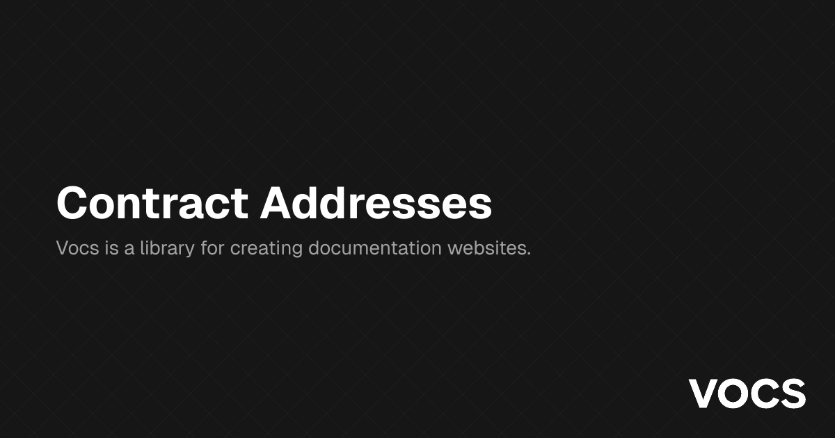 Contract Addresses | Biconomy Docs